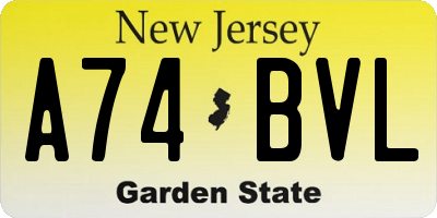 NJ license plate A74BVL