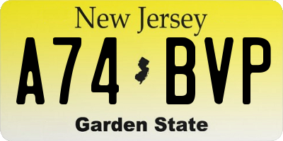 NJ license plate A74BVP