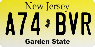 NJ license plate A74BVR