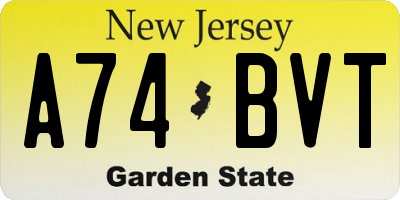 NJ license plate A74BVT