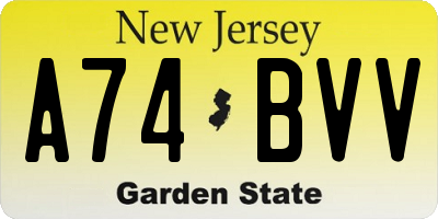 NJ license plate A74BVV