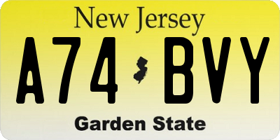 NJ license plate A74BVY