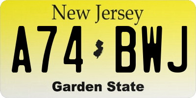 NJ license plate A74BWJ