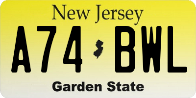 NJ license plate A74BWL