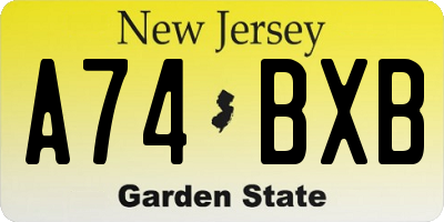 NJ license plate A74BXB