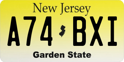 NJ license plate A74BXI