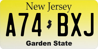 NJ license plate A74BXJ