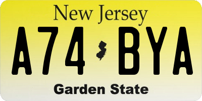 NJ license plate A74BYA