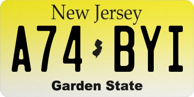 NJ license plate A74BYI
