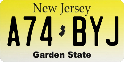 NJ license plate A74BYJ