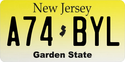 NJ license plate A74BYL