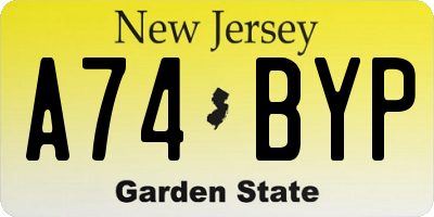 NJ license plate A74BYP