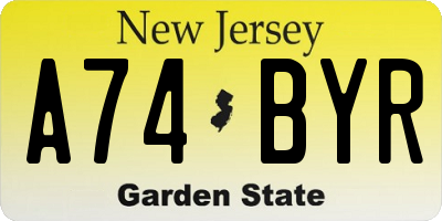 NJ license plate A74BYR