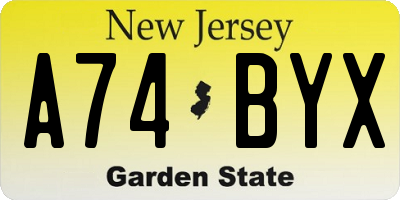 NJ license plate A74BYX