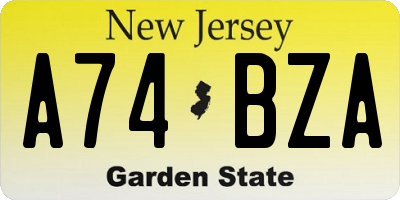 NJ license plate A74BZA