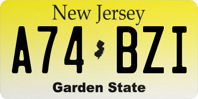 NJ license plate A74BZI