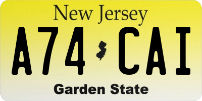 NJ license plate A74CAI