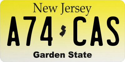 NJ license plate A74CAS