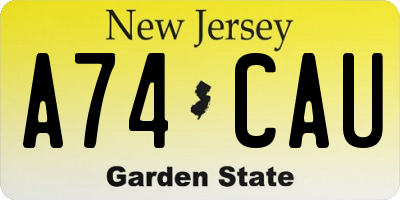NJ license plate A74CAU