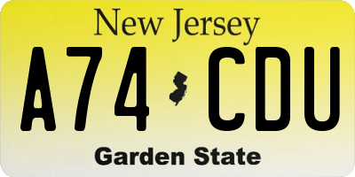 NJ license plate A74CDU