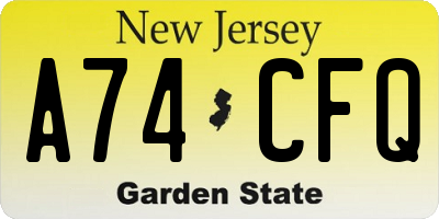 NJ license plate A74CFQ