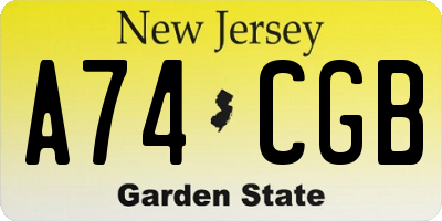 NJ license plate A74CGB
