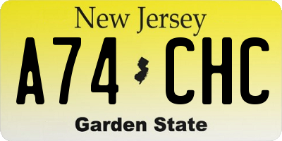 NJ license plate A74CHC
