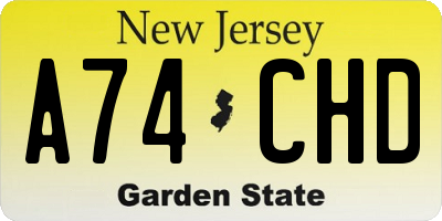 NJ license plate A74CHD