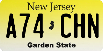 NJ license plate A74CHN