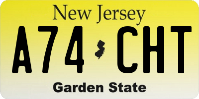NJ license plate A74CHT