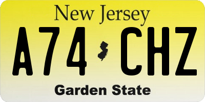 NJ license plate A74CHZ