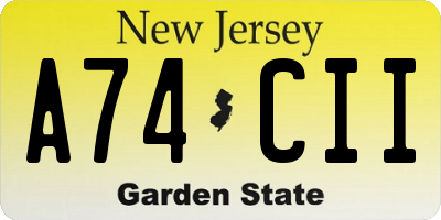 NJ license plate A74CII