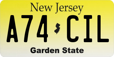 NJ license plate A74CIL