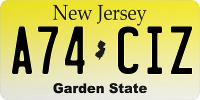 NJ license plate A74CIZ