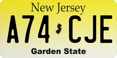 NJ license plate A74CJE
