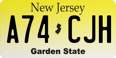 NJ license plate A74CJH