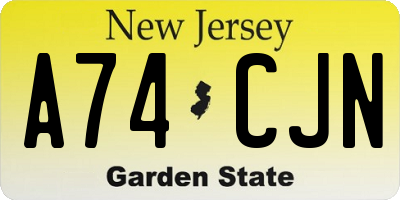 NJ license plate A74CJN