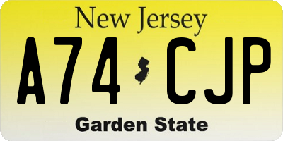 NJ license plate A74CJP