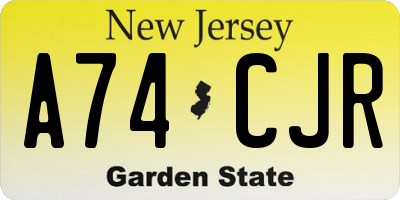 NJ license plate A74CJR