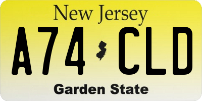 NJ license plate A74CLD