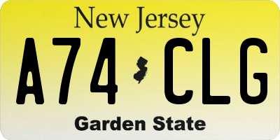 NJ license plate A74CLG