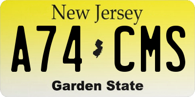 NJ license plate A74CMS