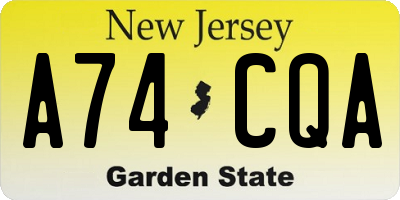 NJ license plate A74CQA