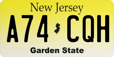 NJ license plate A74CQH