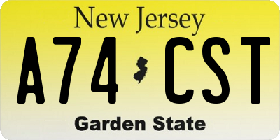 NJ license plate A74CST