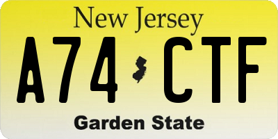 NJ license plate A74CTF