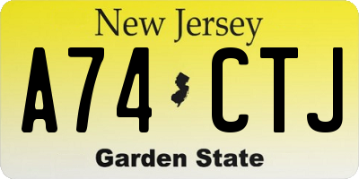 NJ license plate A74CTJ