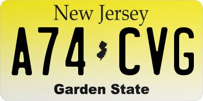 NJ license plate A74CVG
