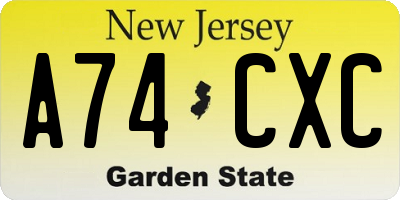 NJ license plate A74CXC
