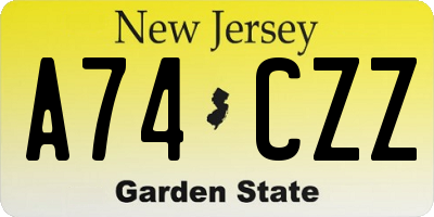NJ license plate A74CZZ
